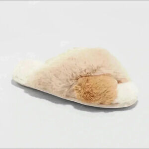 Stars Above Paris Slide Slipper Faux Fur Tan Cream